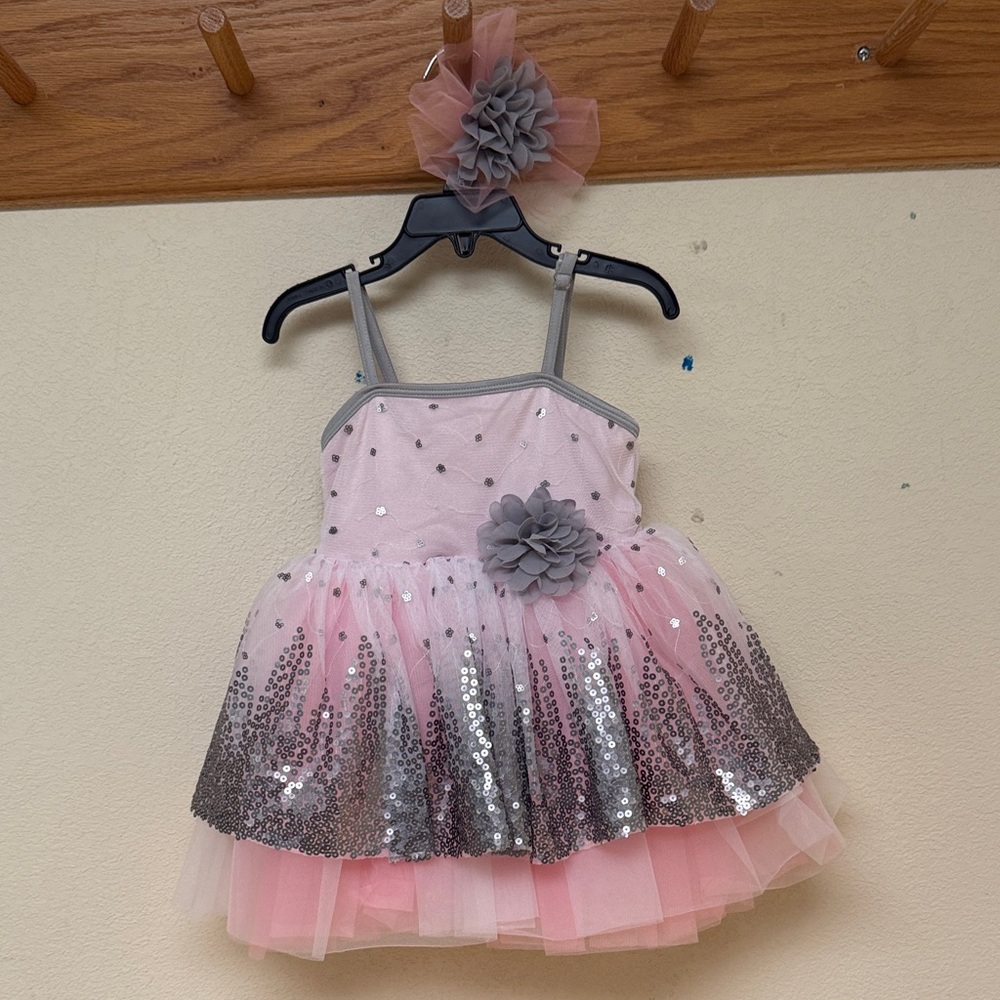 Sparkling Pink and Silver Kids Dance Costume